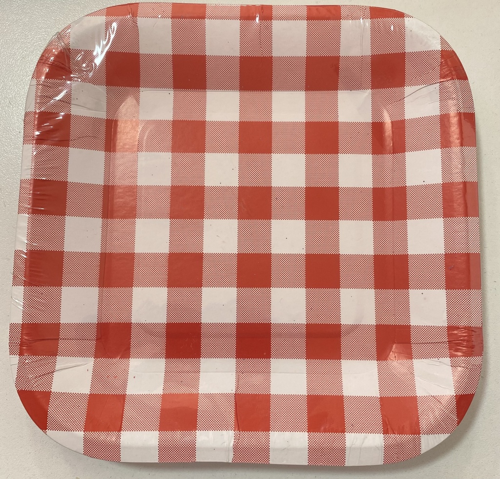 PLATO CUADRADO 7" PICNIC ROJO X 10